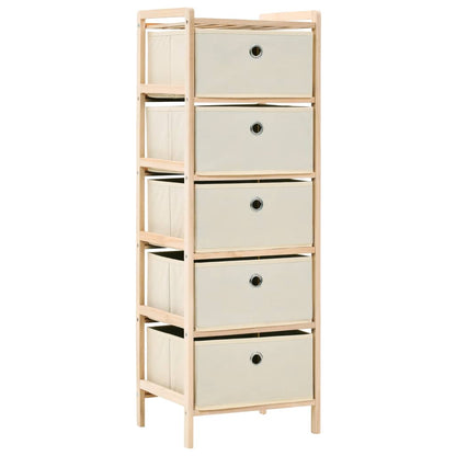 Commode panier 2 pièces avec 5 paniers en tissu bois de cèdre beige