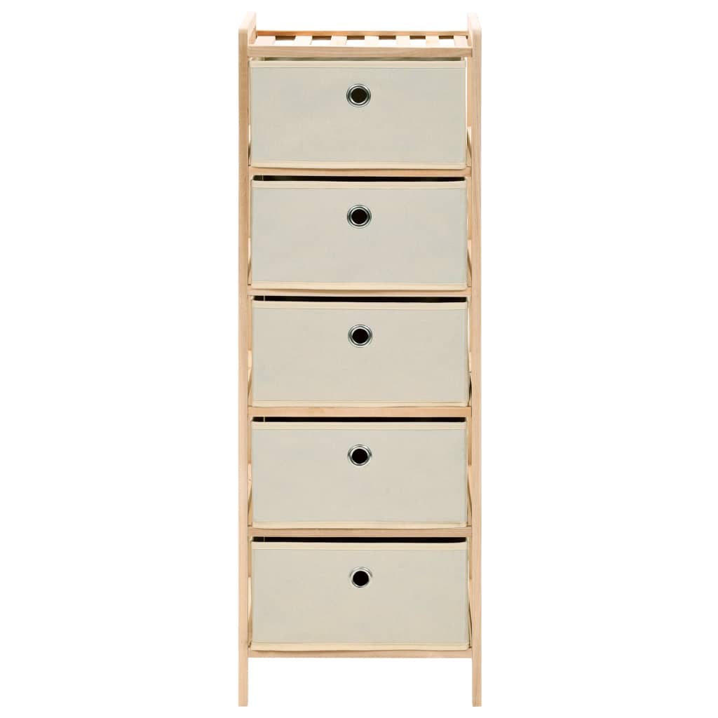 Commode panier 2 pièces avec 5 paniers en tissu bois de cèdre beige