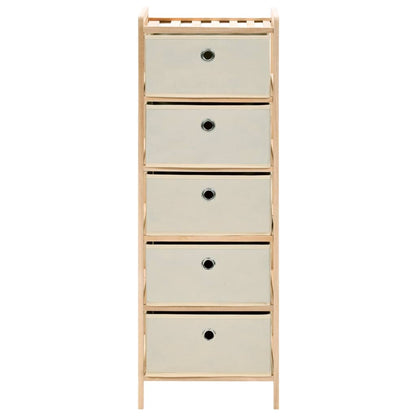 Commode panier 2 pièces avec 5 paniers en tissu bois de cèdre beige