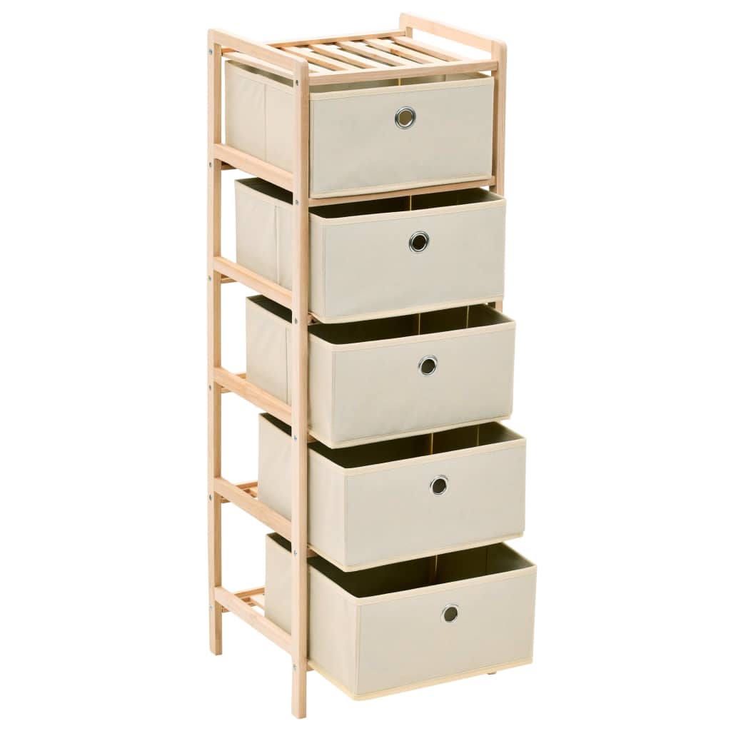 Commode panier 2 pièces avec 5 paniers en tissu bois de cèdre beige