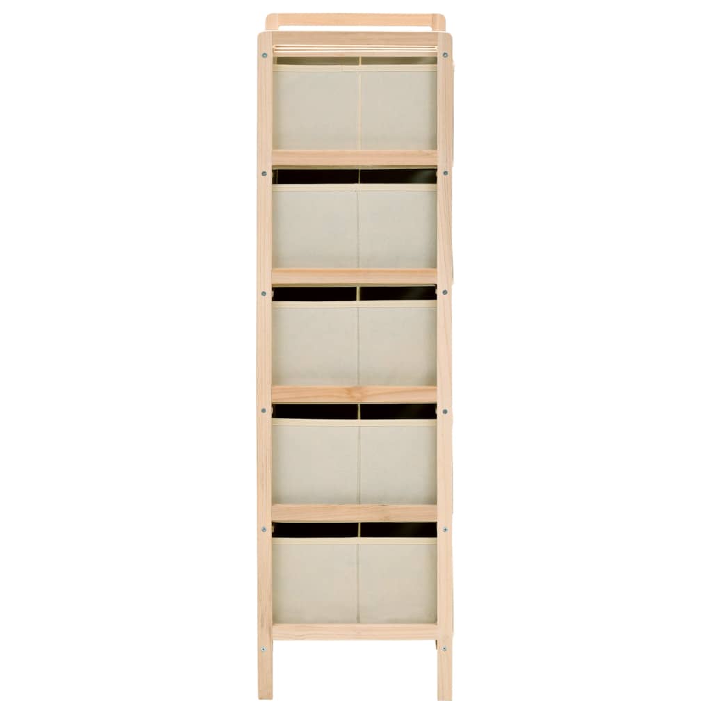 Commode panier 2 pièces avec 5 paniers en tissu bois de cèdre beige