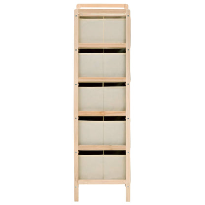 Commode panier 2 pièces avec 5 paniers en tissu bois de cèdre beige