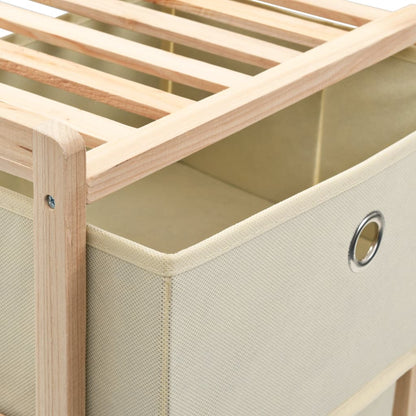 Commode panier 2 pièces avec 5 paniers en tissu bois de cèdre beige