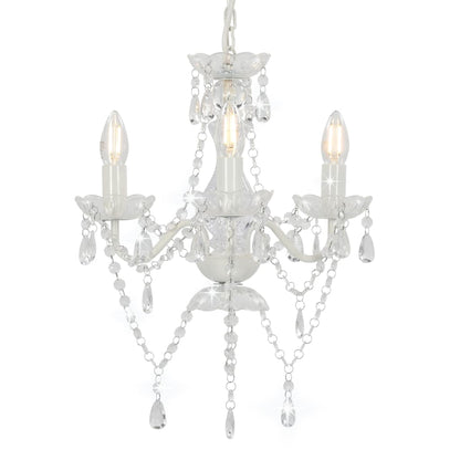 Lustre avec perles blanc rond 3×E14