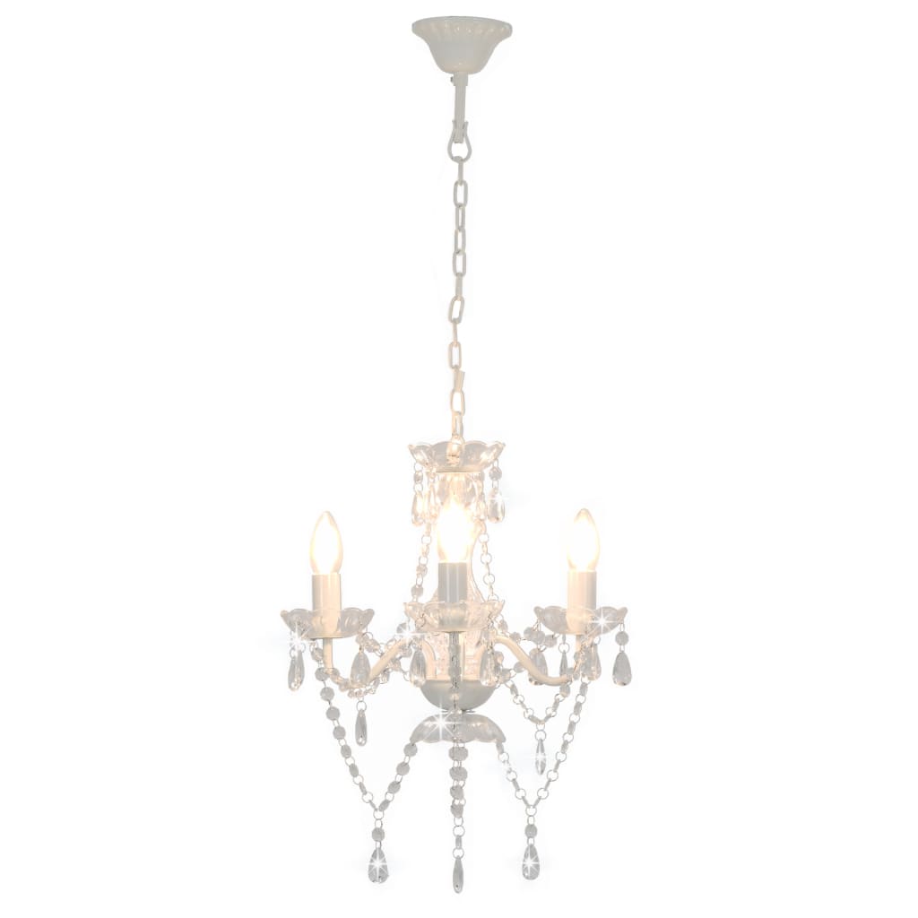 Lustre avec perles blanc rond 3×E14