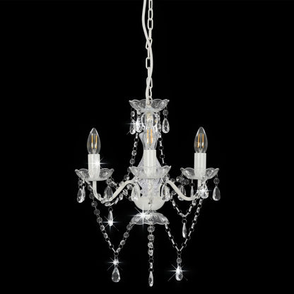 Lustre avec perles blanc rond 3×E14