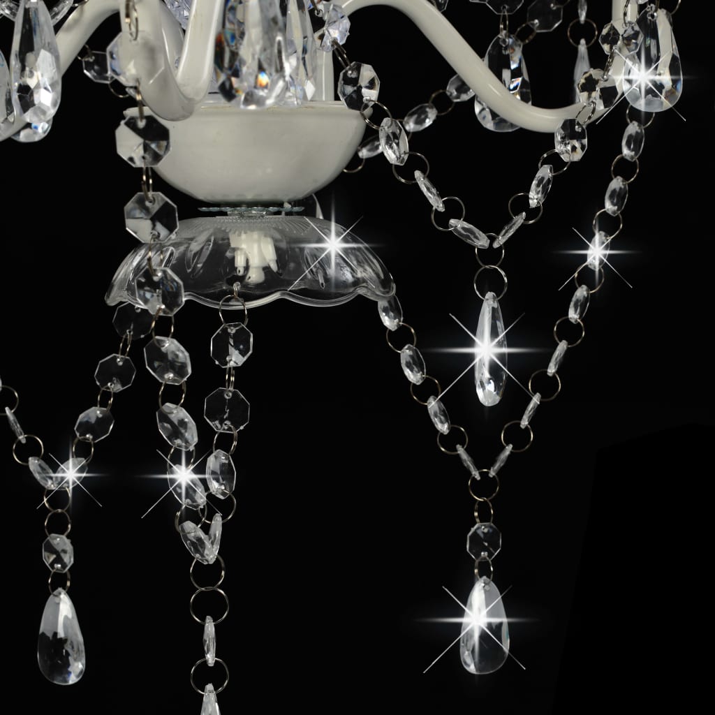 Lustre avec perles blanc rond 3×E14