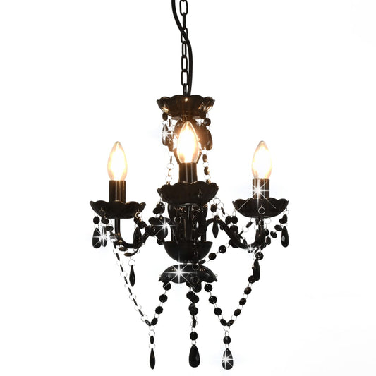 Lustre avec perles noires rondes 3×E14