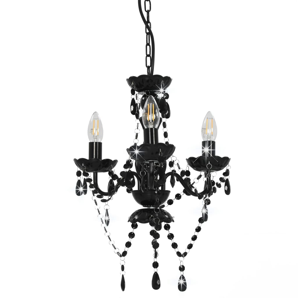 Lustre avec perles noires rondes 3×E14