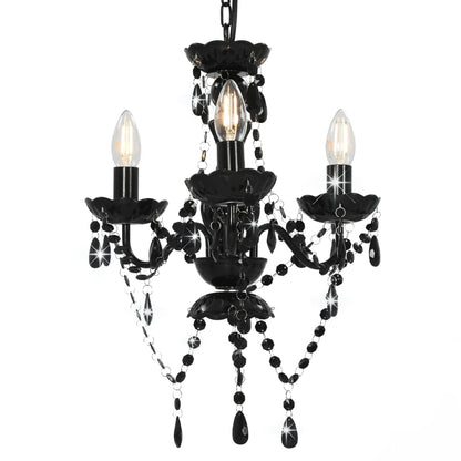 Lustre avec perles noires rondes 3×E14