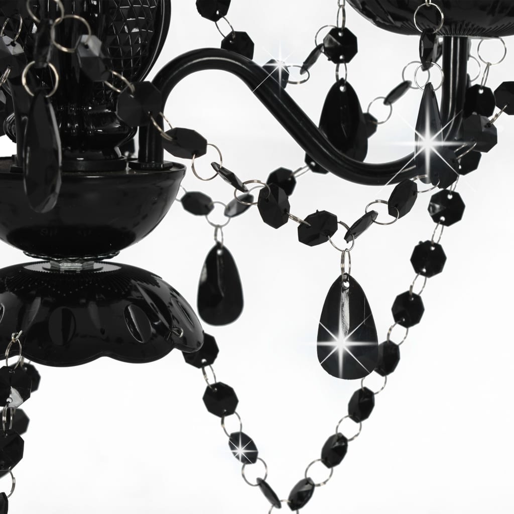 Lustre avec perles noires rondes 3×E14