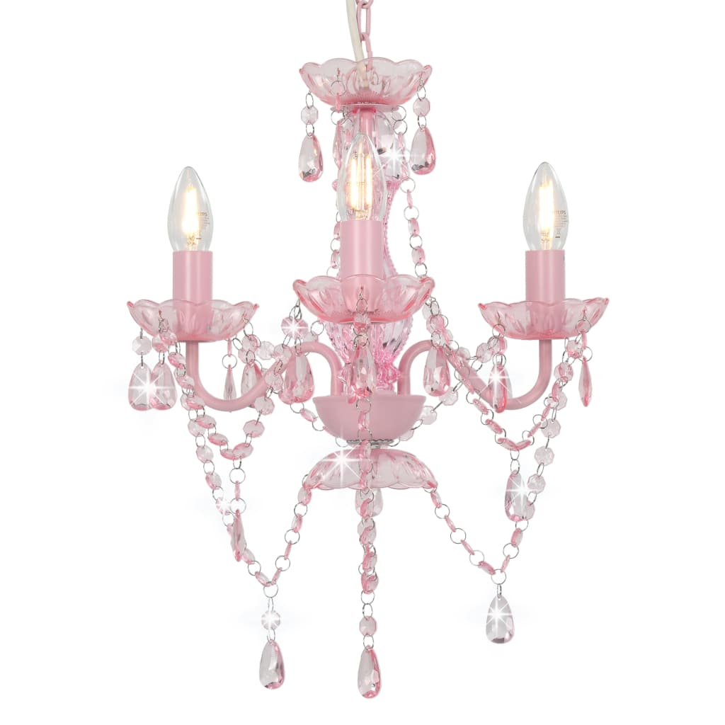 Lustre avec Perles Rose Rond 3×E14