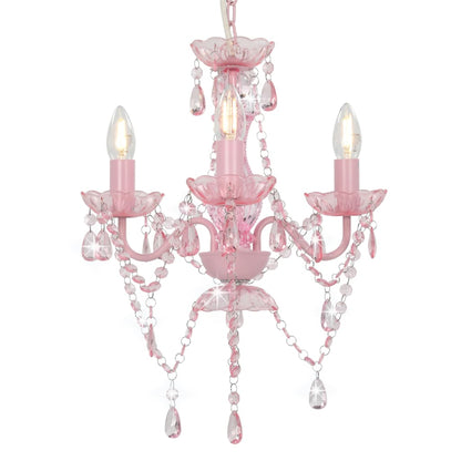 Lustre avec Perles Rose Rond 3×E14