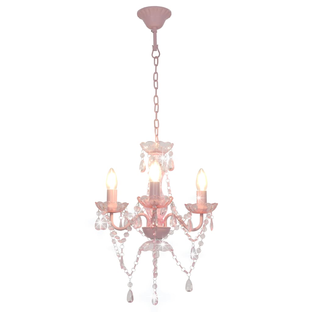 Lustre avec Perles Rose Rond 3×E14