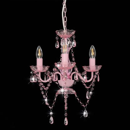 Lustre avec Perles Rose Rond 3×E14