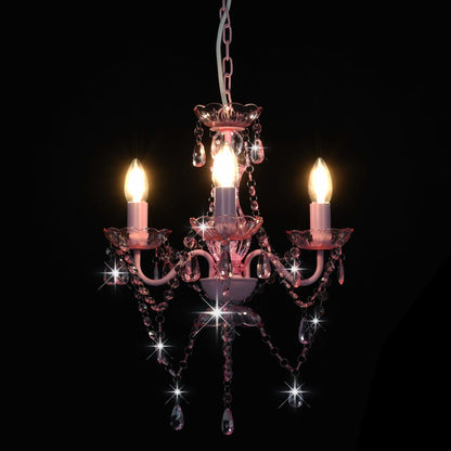 Lustre avec Perles Rose Rond 3×E14