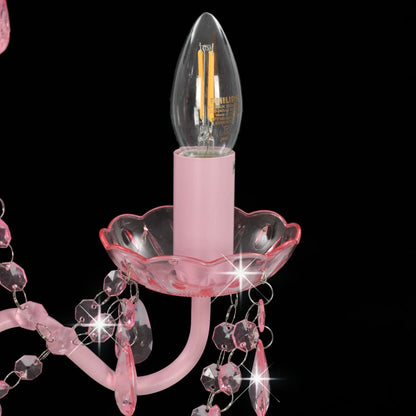 Lustre avec Perles Rose Rond 3×E14