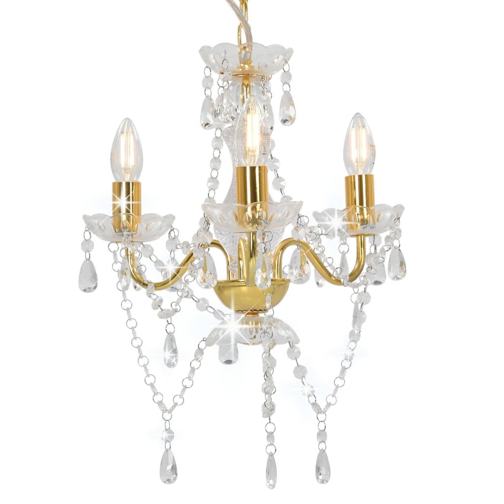 Lustre avec Perles Couleur Or Rond 3×E14