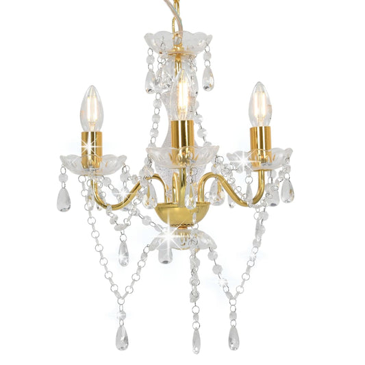 Lustre avec Perles Couleur Or Rond 3×E14