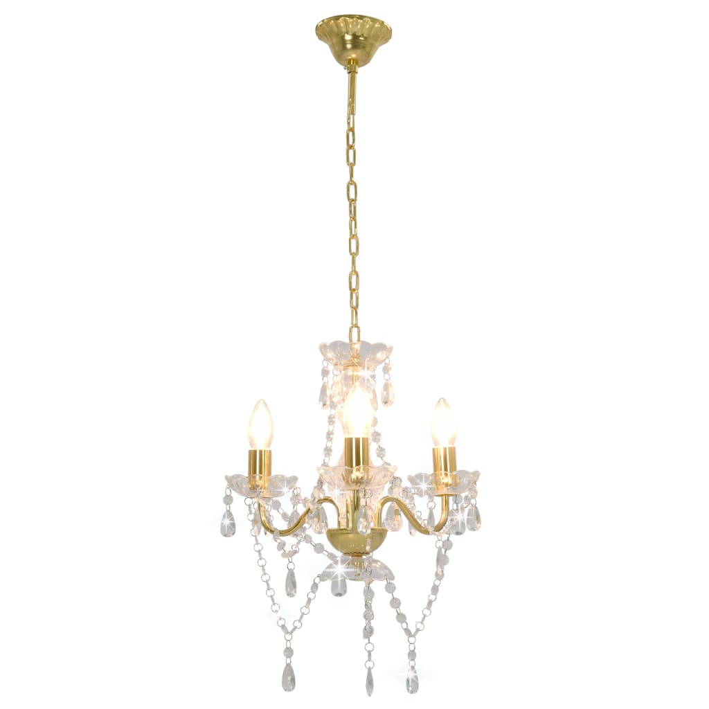 Lustre avec Perles Couleur Or Rond 3×E14