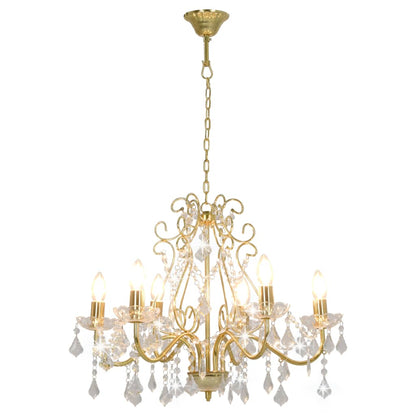 Lustre avec perles de cristal Doré Rond 6×E14