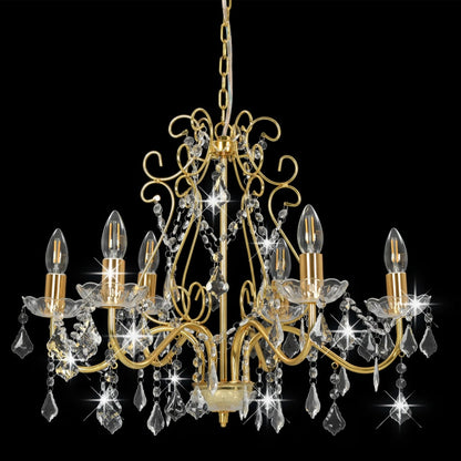 Lustre avec perles de cristal Doré Rond 6×E14