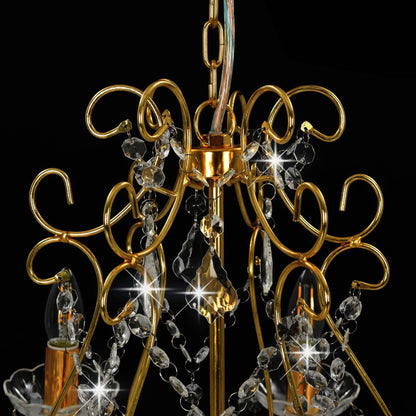 Lustre avec perles de cristal Doré Rond 6×E14