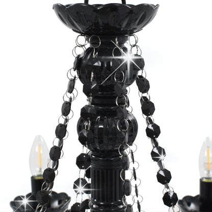 Lustre en perles noires 8 douilles E14