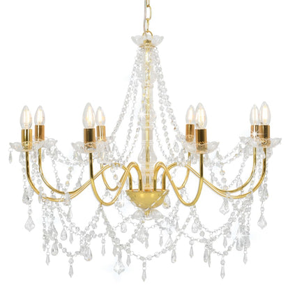 Lustre avec perles Doré 8 douilles E14