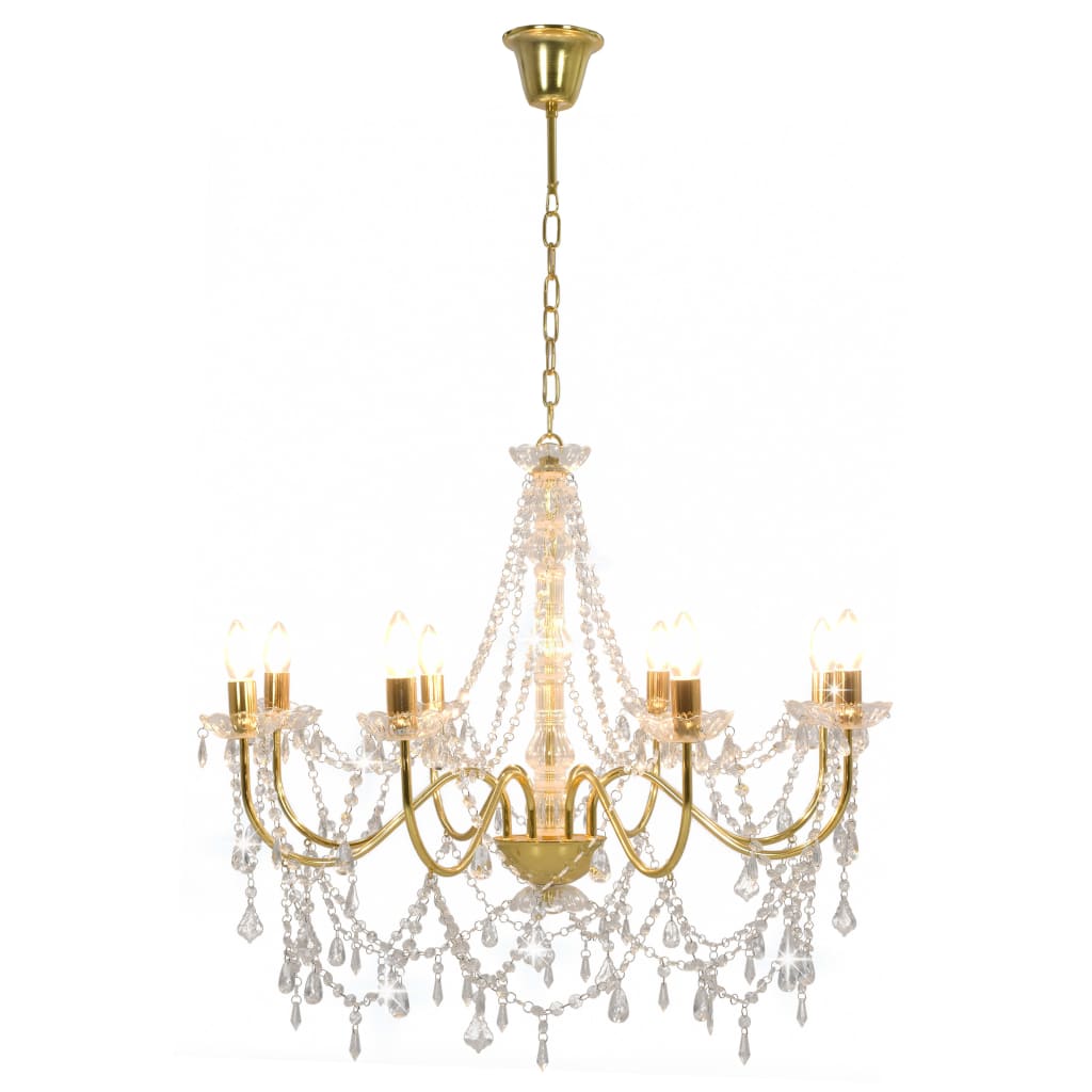 Lustre avec perles Doré 8 douilles E14