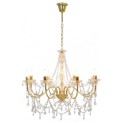 Lustre avec perles Doré 8 douilles E14