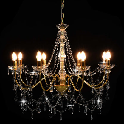 Lustre avec perles Doré 8 douilles E14