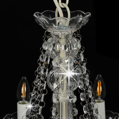 Lustre avec perles blanc 12 douilles E14