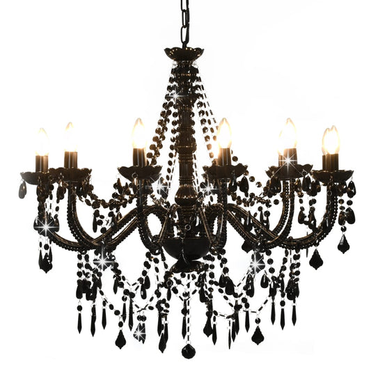 Lustre avec perles Noir 12 × douilles E14