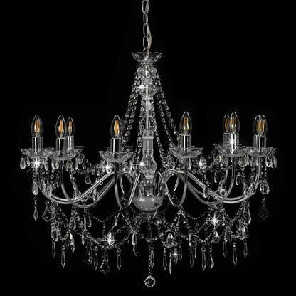 Lustre avec perles argent 12 x douilles E14