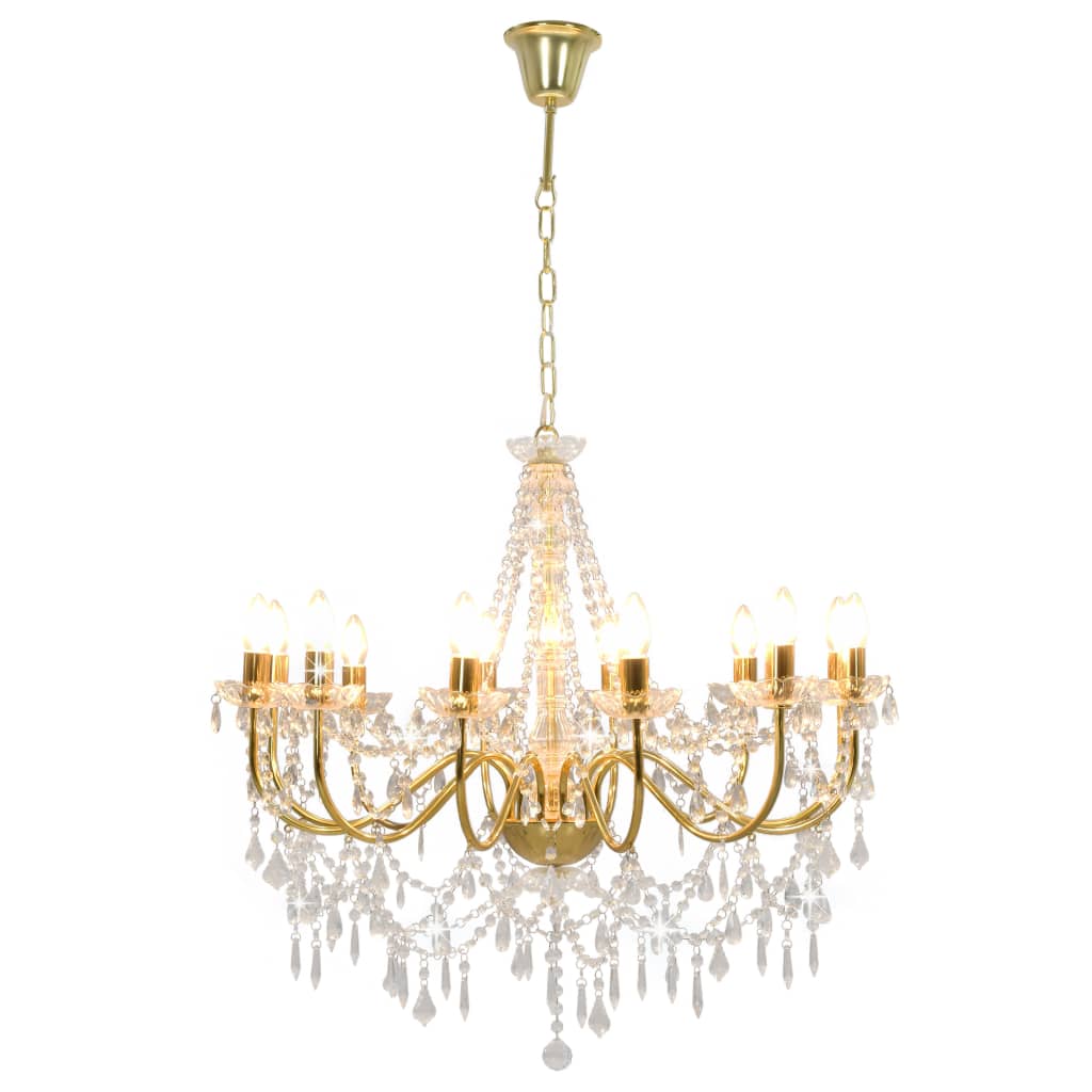 Lustre avec perles Doré 12 x douilles E14