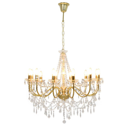 Lustre avec perles Doré 12 x douilles E14