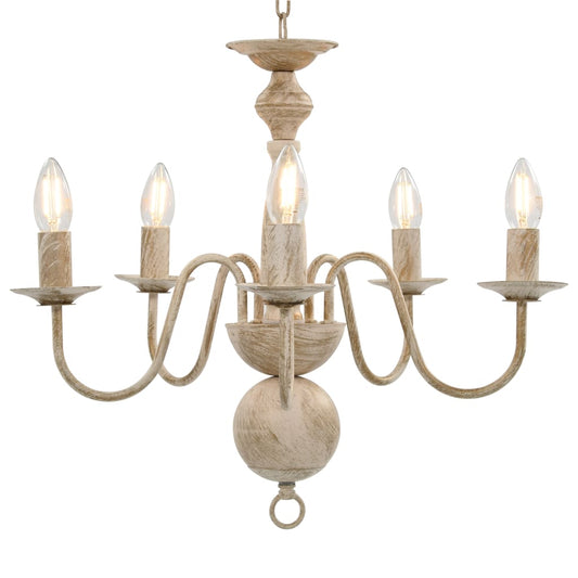 Lustre Blanc Antique 5×Ampoules E14