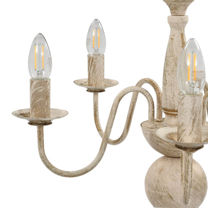 Lustre Blanc Antique 5×Ampoules E14