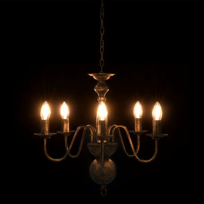 Lustre Noir Antique 5×Ampoules E14