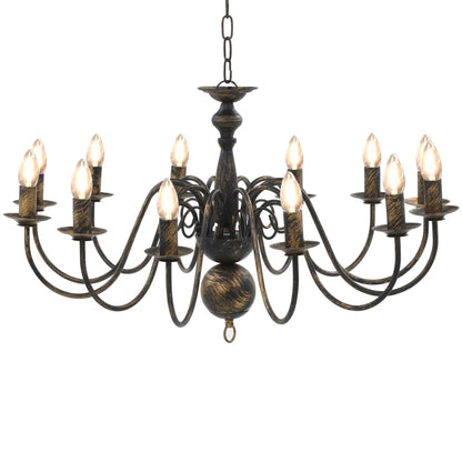 Lustre noir antique 12 × douilles E14