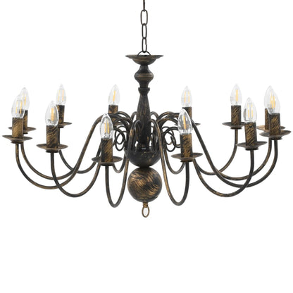 Lustre noir antique 12 × douilles E14