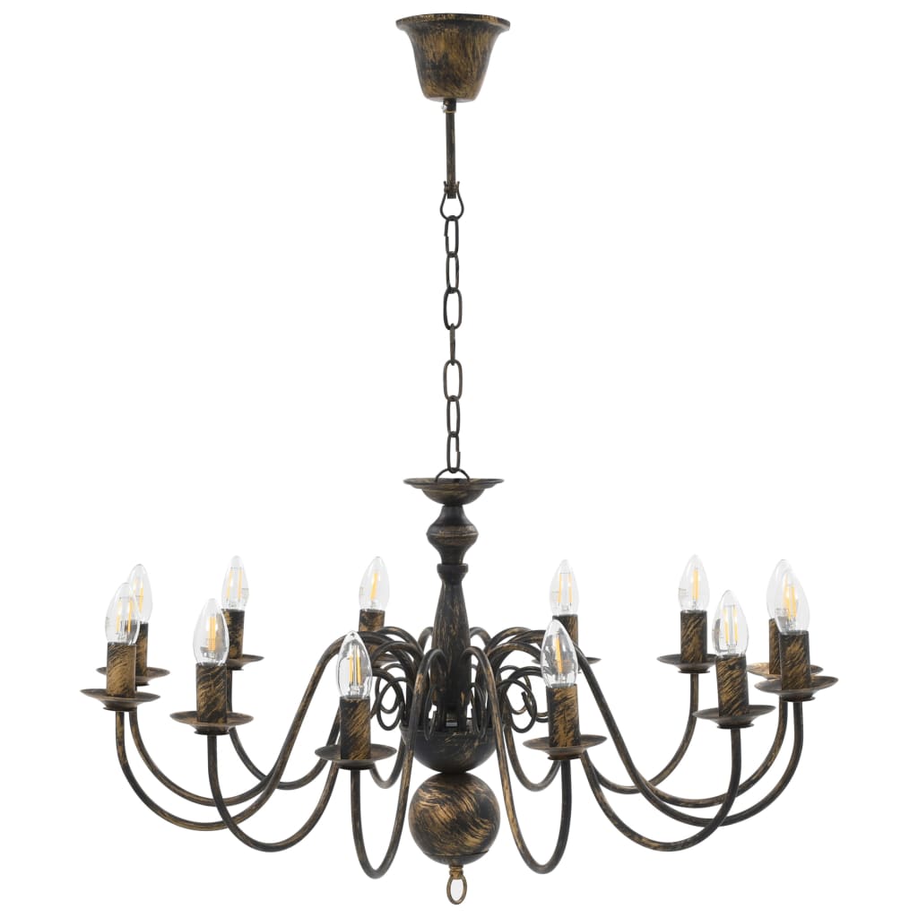 Lustre noir antique 12 × douilles E14