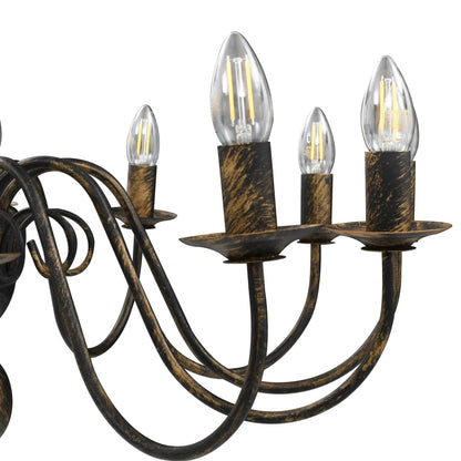 Lustre noir antique 12 × douilles E14