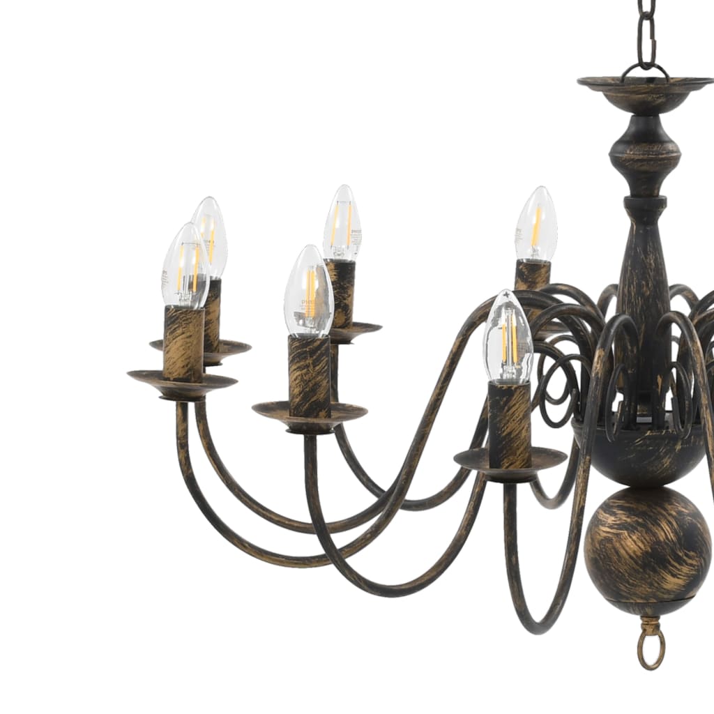 Lustre noir antique 12 × douilles E14