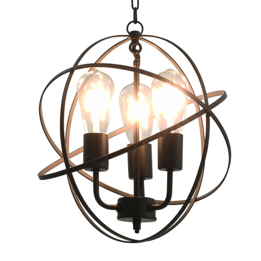 Lampe suspendue boule noire 3 x douille E27