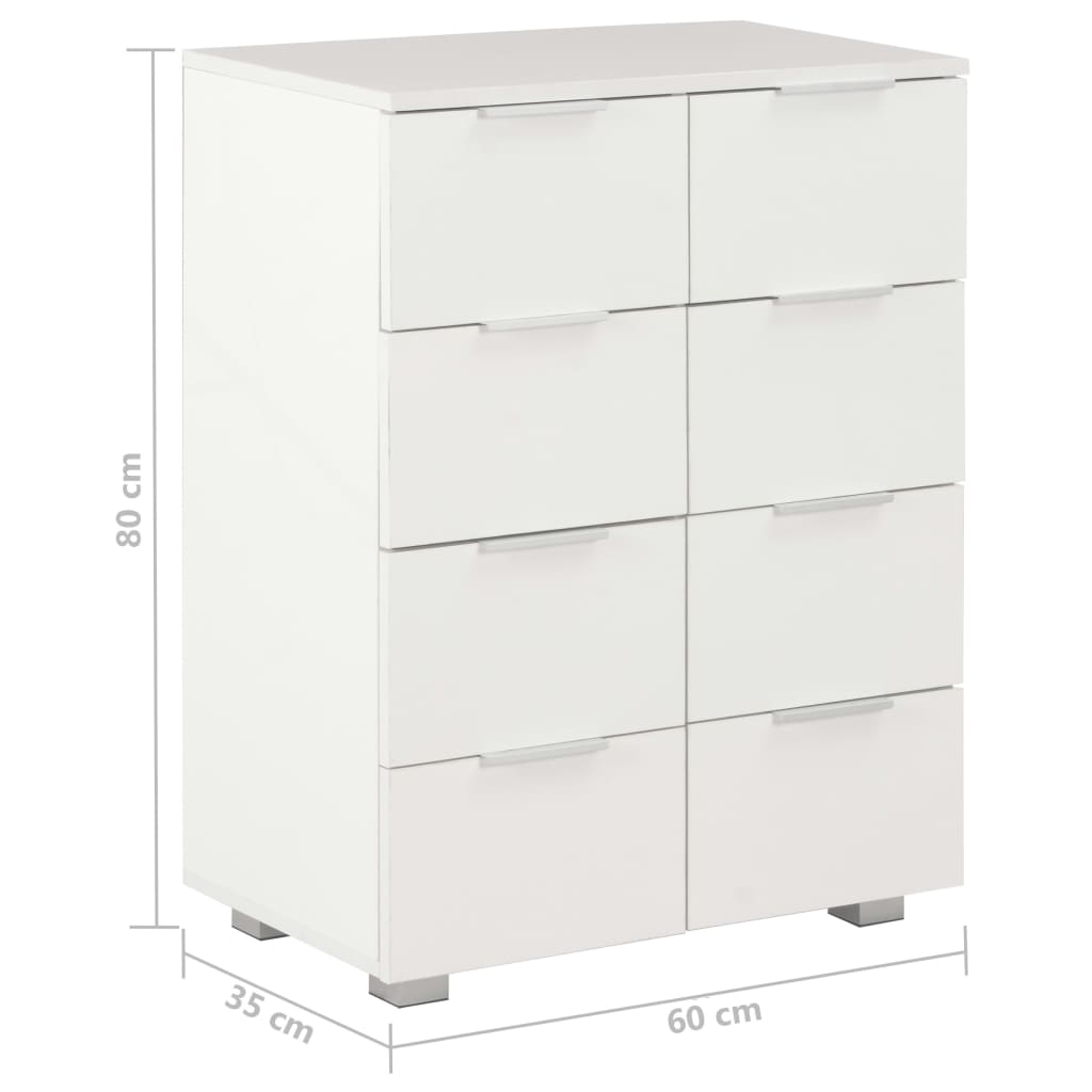 Buffet blanc brillant 60x35x80 cm en bois