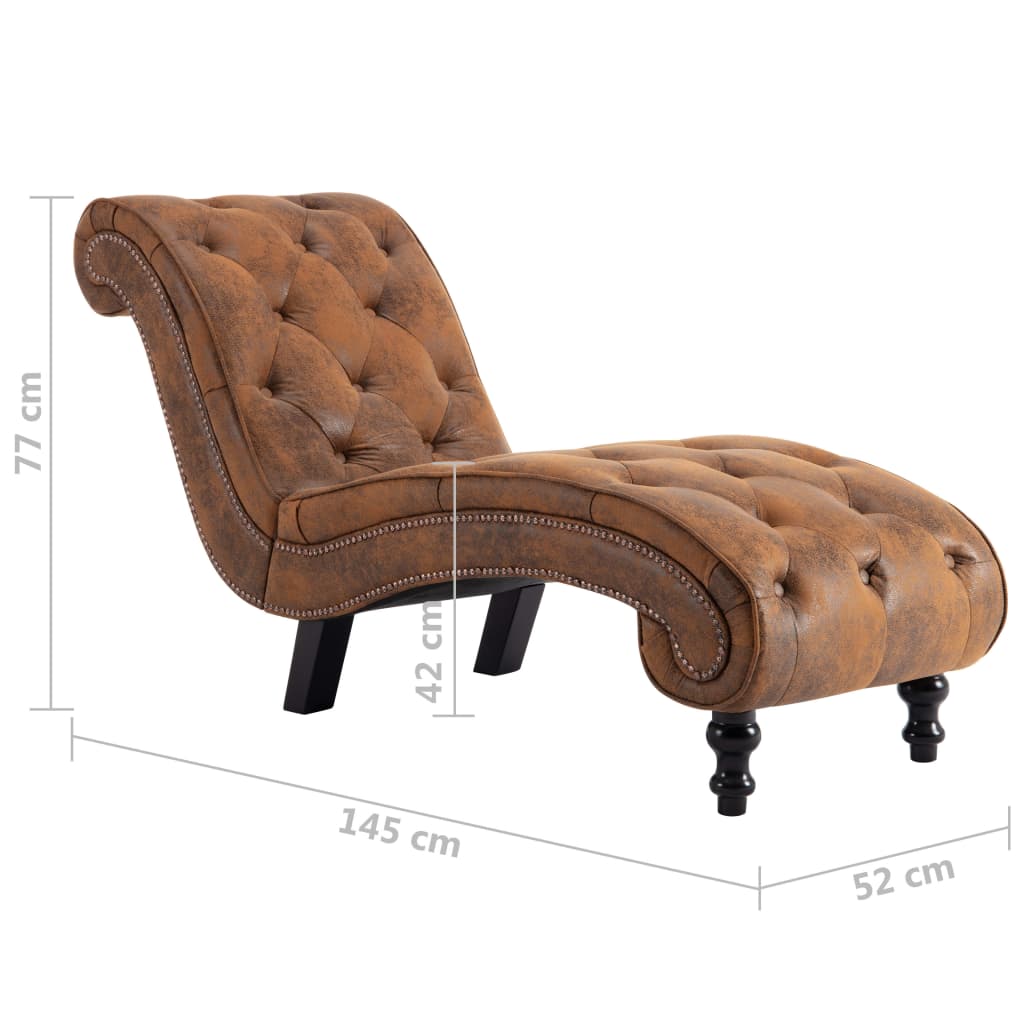 Chaiselongue Braun Wildleder-Optik