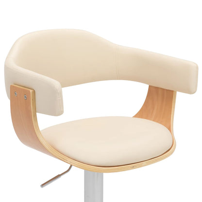 Barhocker 2 Stk. Creme Bugholz und Kunstleder