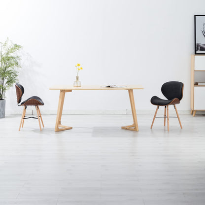 Chaises de salle à manger 2 pcs. Tissu gris foncé et bois courbé